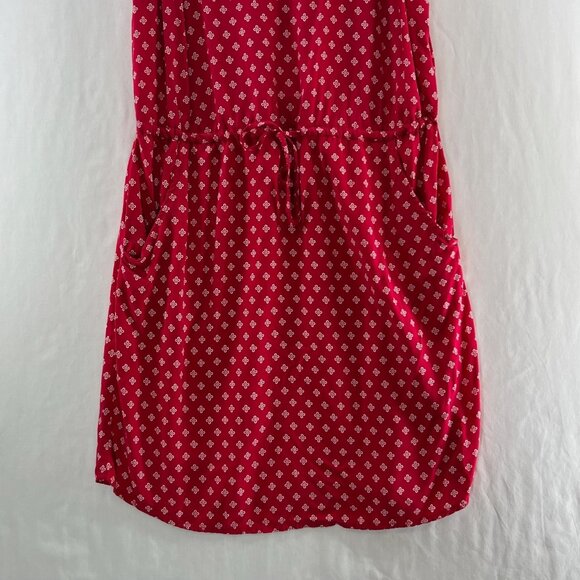 Gap Sleeveless Mini Dress Women S Drawstring Cinch Waist Side Pockets Floral Red - Picture 4 of 11